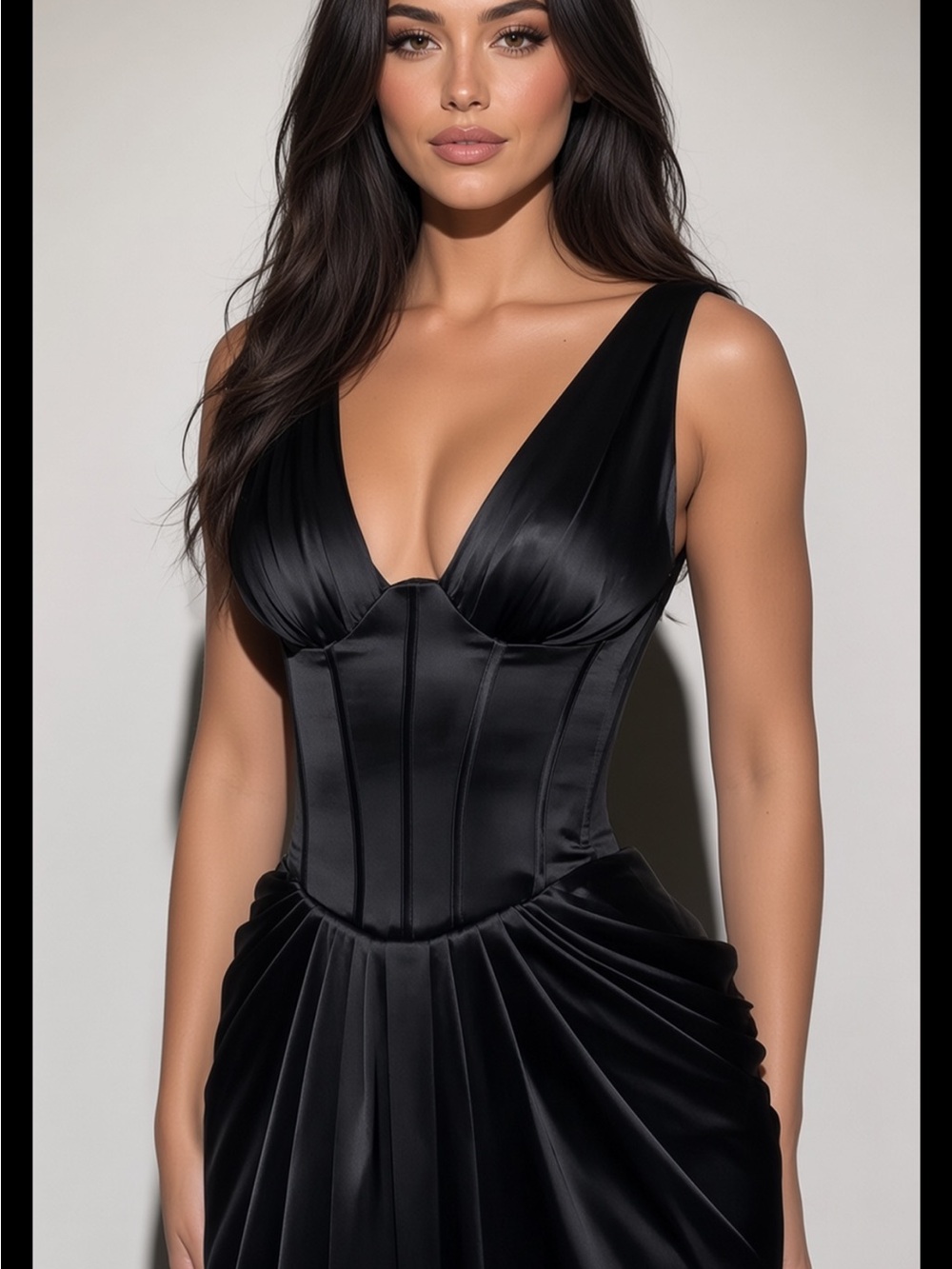 HOUSE OF CB 'Angeline' Black Satin Hourglass Maxi Dress/Size S-US 4-6 $299 - Picture 9 of 14